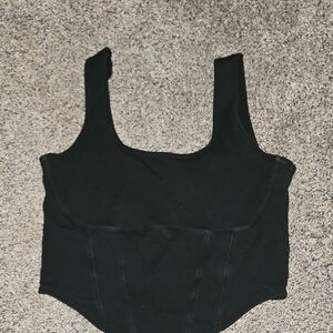 PINK Victoria's Secret Black Ribbed Crop Top